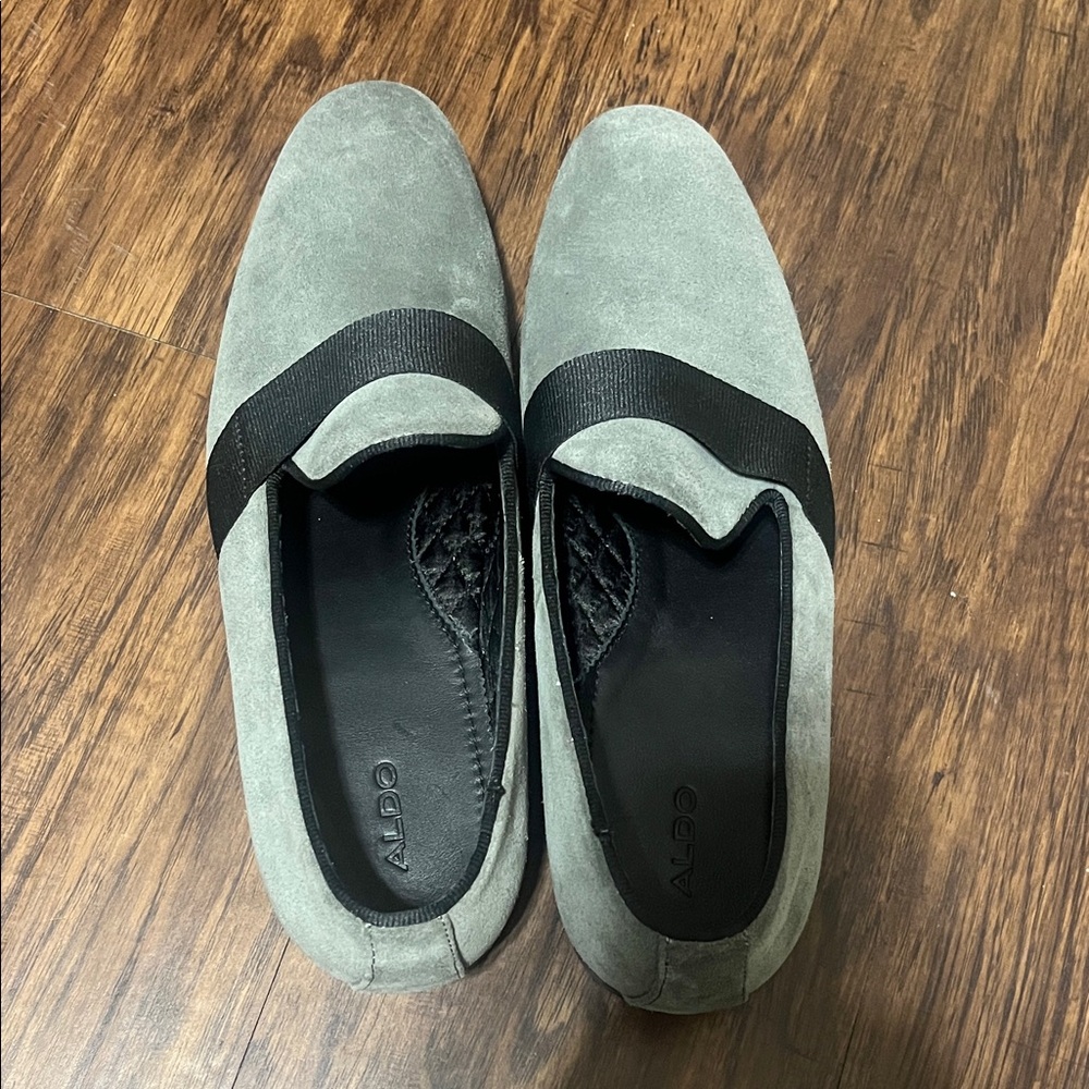 Aldo Men's Suede Loafers in Gray with Black Accent